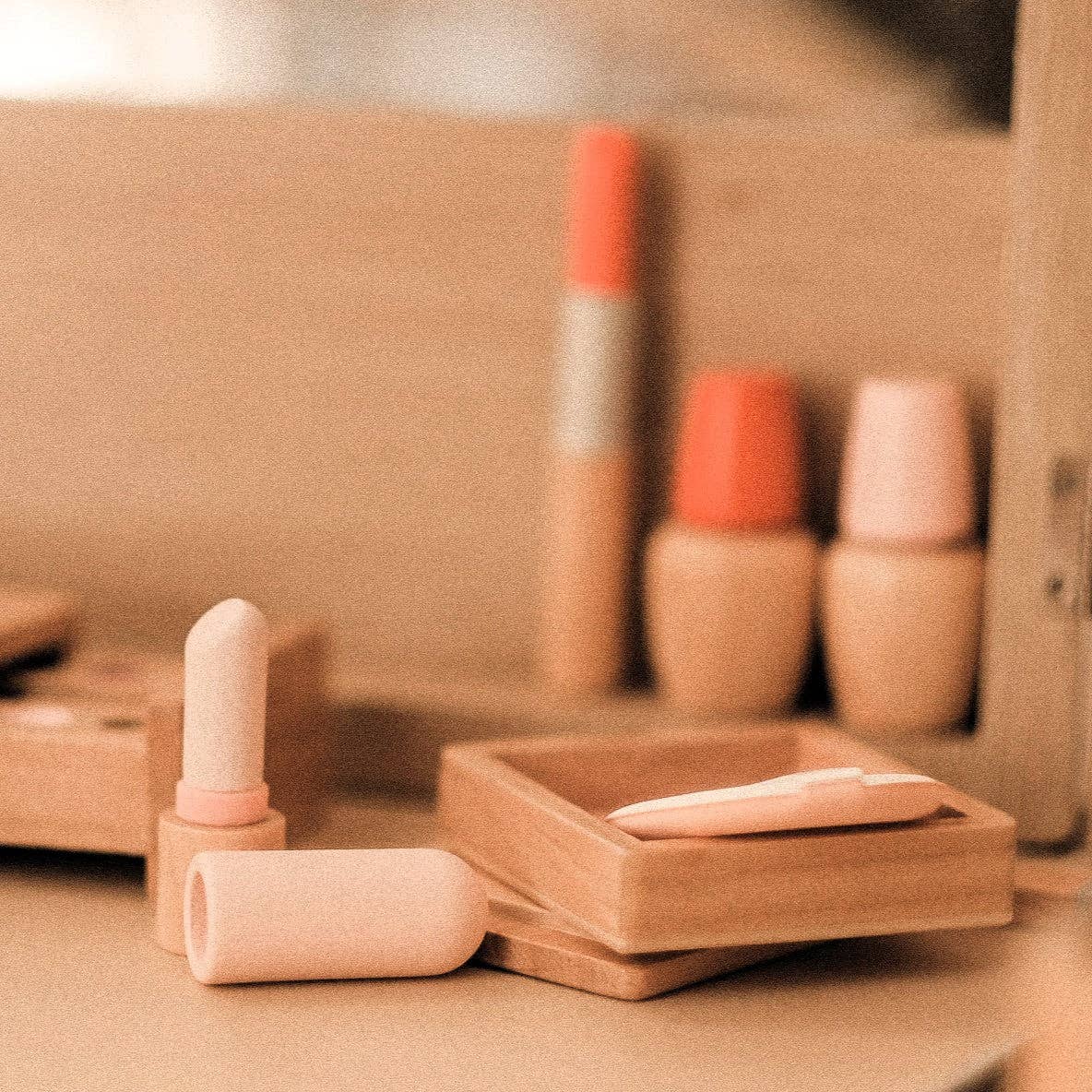 Make Me Iconic Pretend Play Wooden Beauty Kit wooden lipstick toy