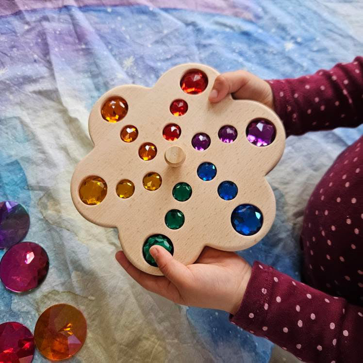 My little creator wooden spinning top jumbo flower