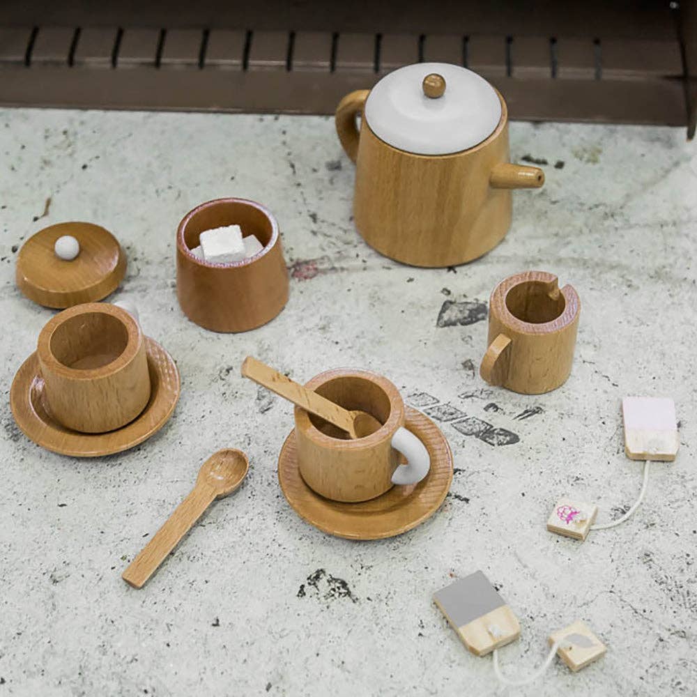Make Me Iconic Wooden Tea Set top view