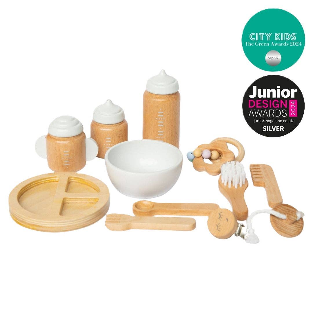 Wooden doll accessories kit whats included