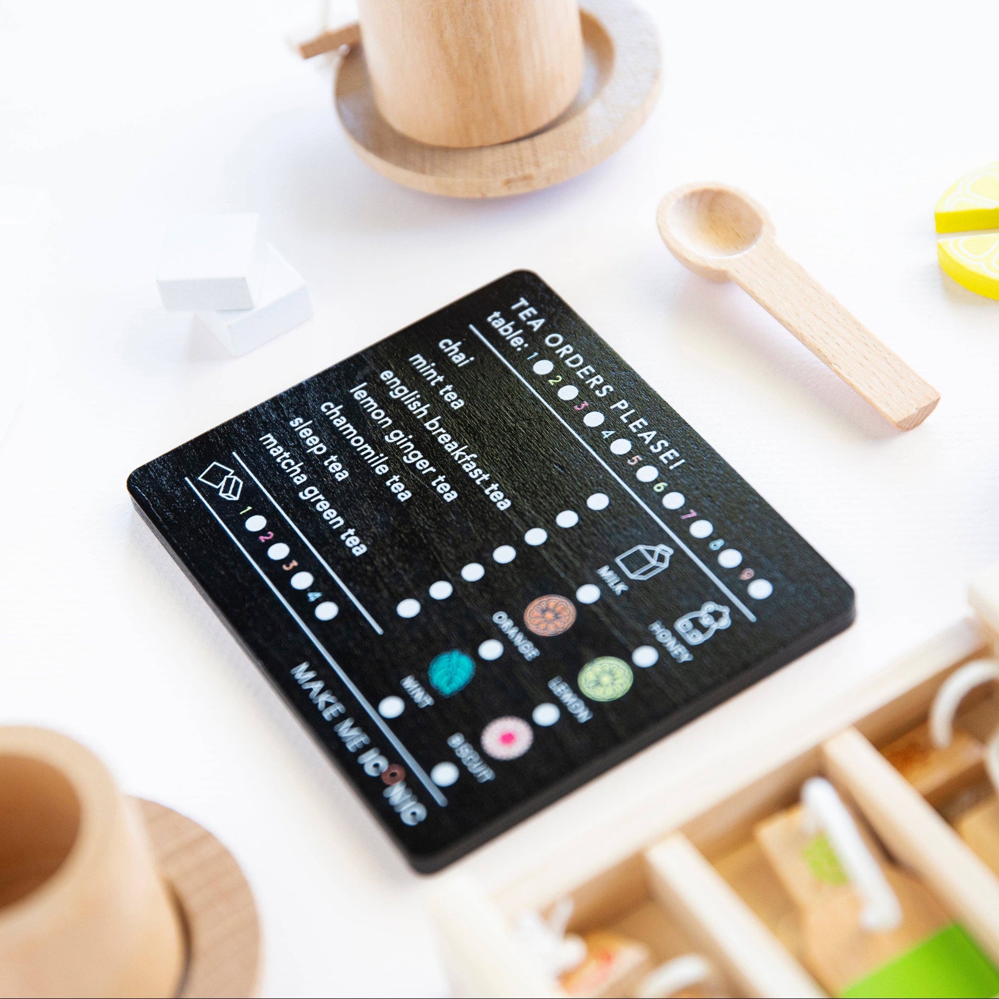 Make Me Iconic Pretend Play Tea Set Extension Kit menu view