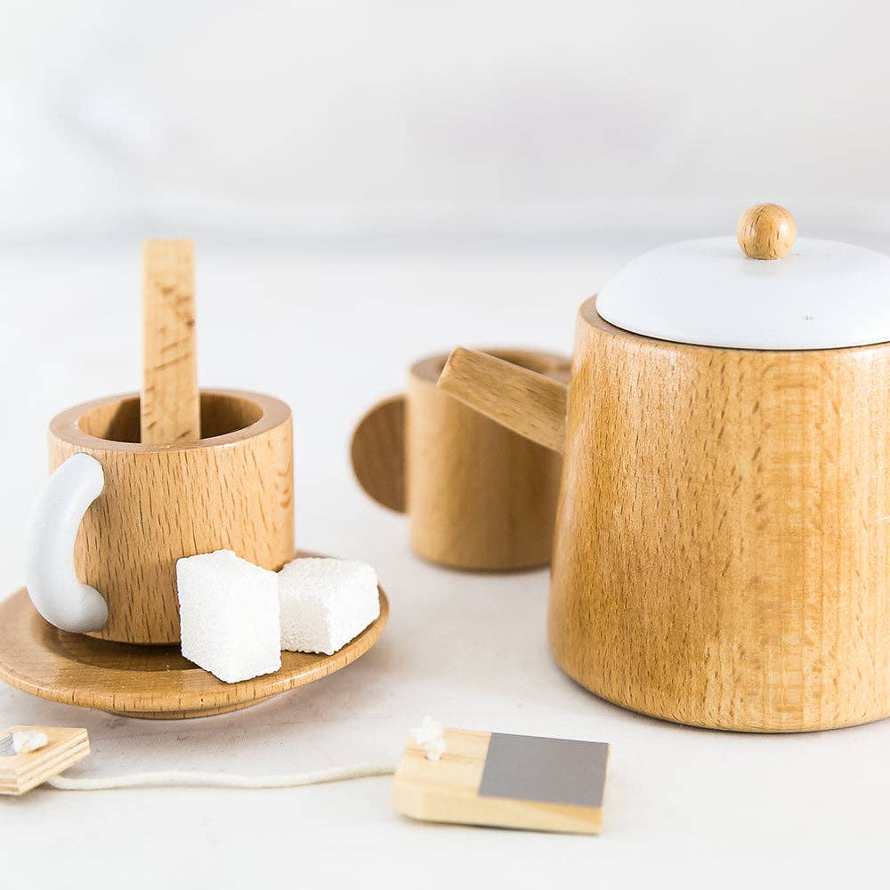 Make Me Iconic Wooden Tea Set - close up