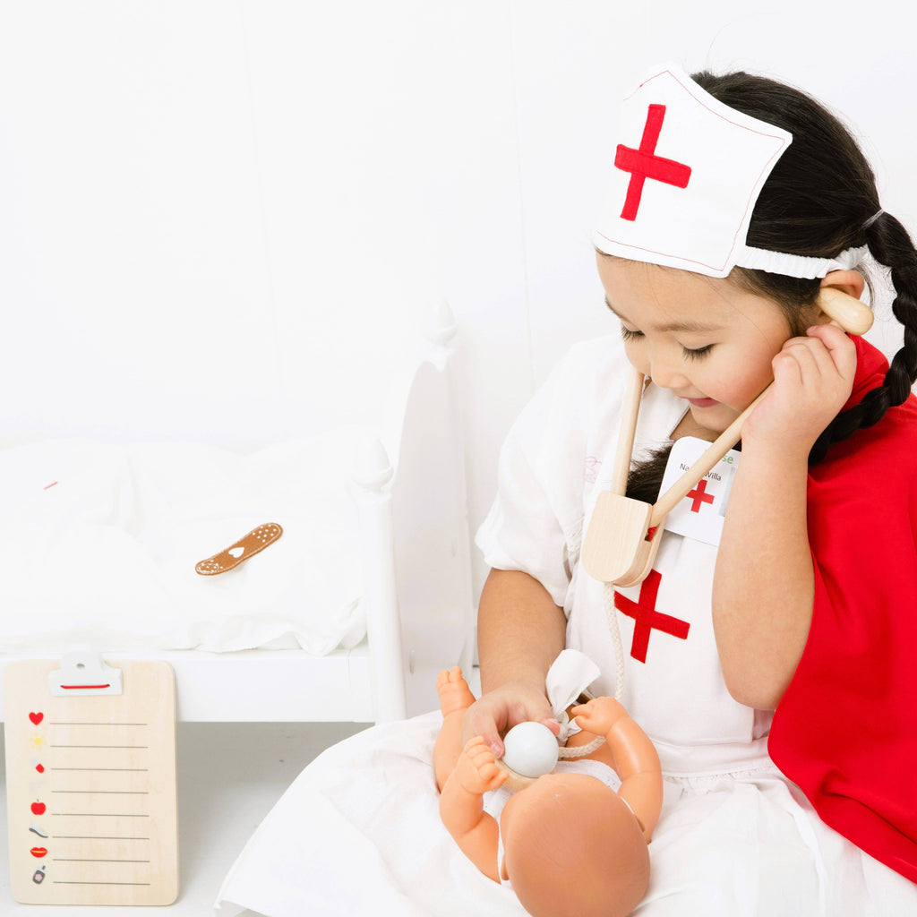 Make Me Iconic Wooden Pretend Play Doctors Kit - stethoscope view