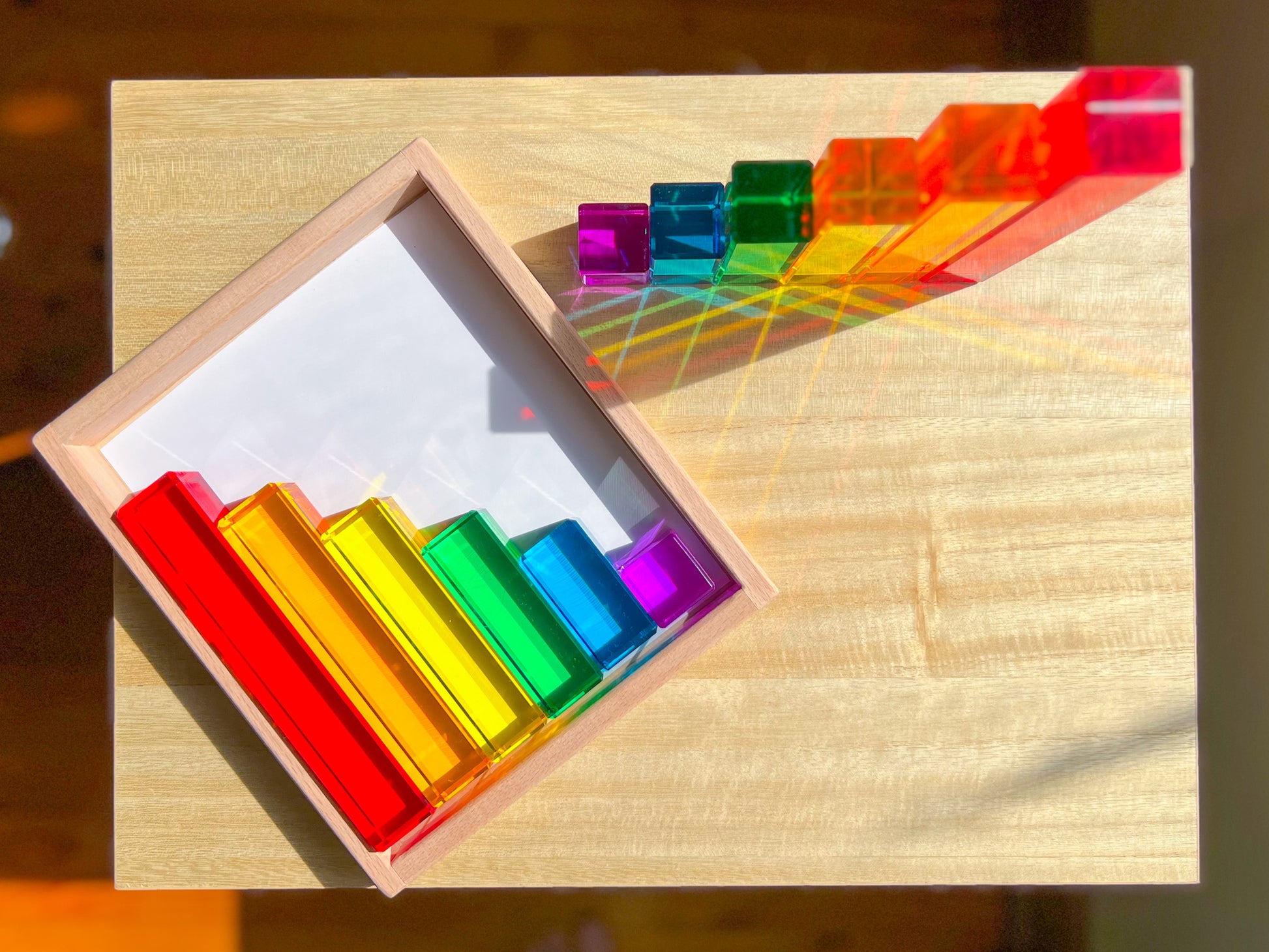 Lucite rainbow stairs block toy