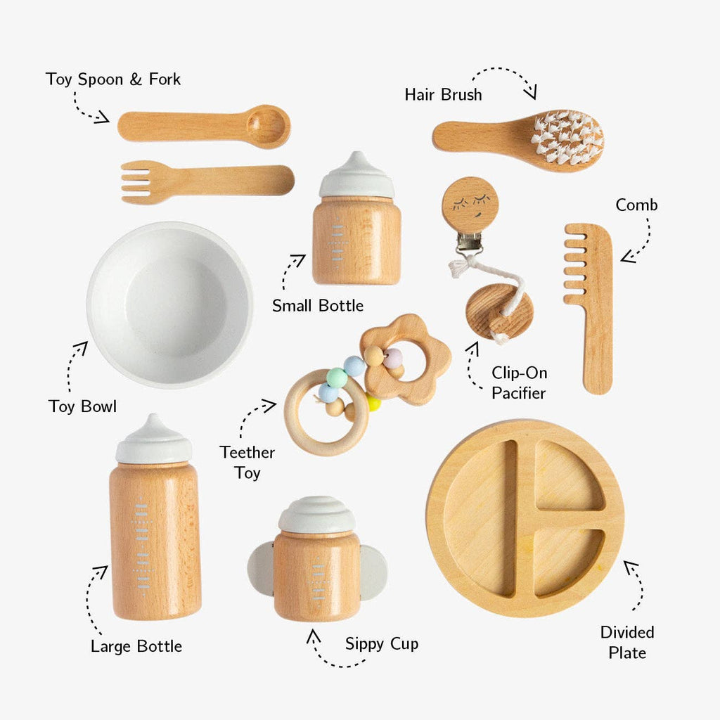 What's included in the Make Me Iconic wooden Doll Accessories kit