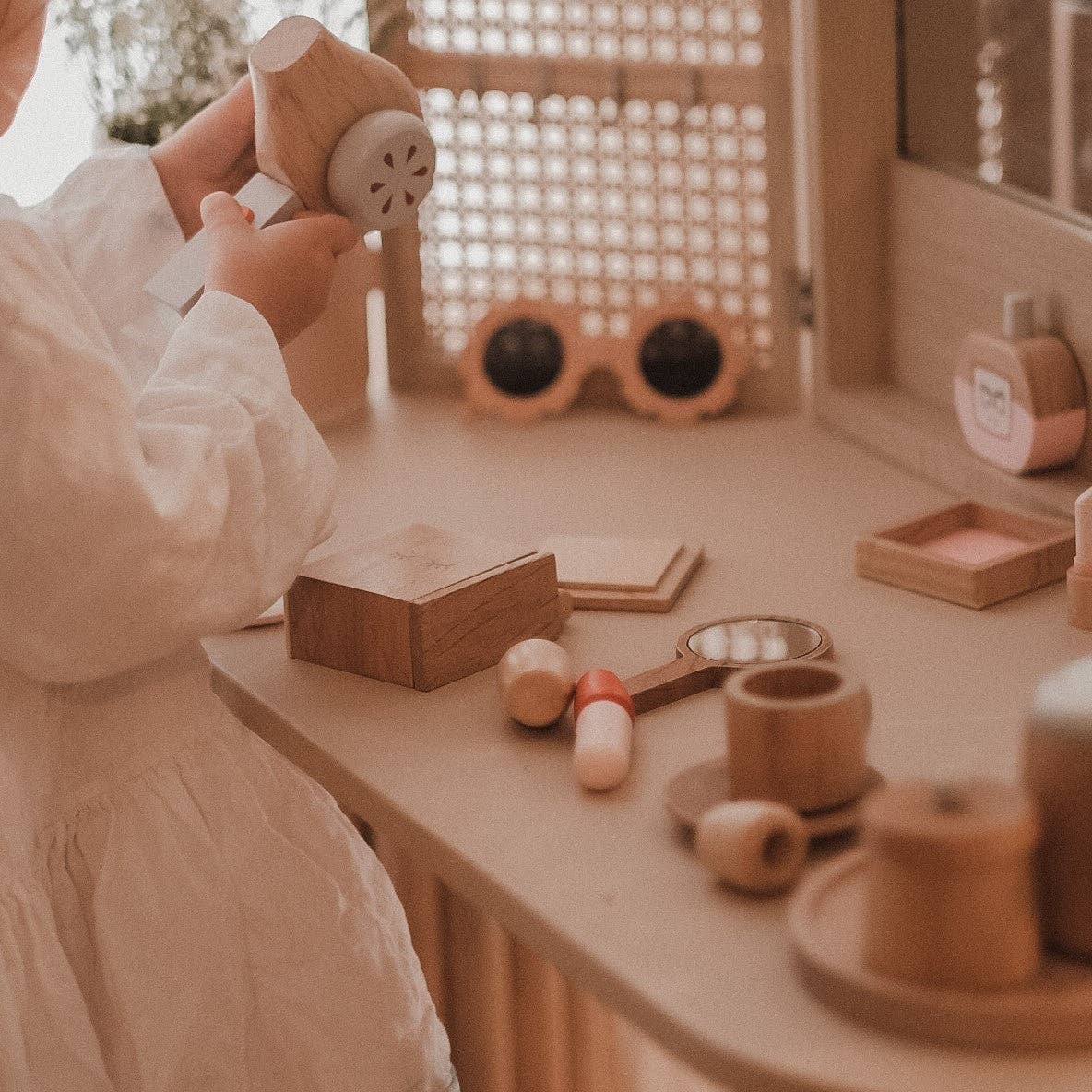 Make Me Iconic Pretend Play Wooden Beauty Kit  on shelf example