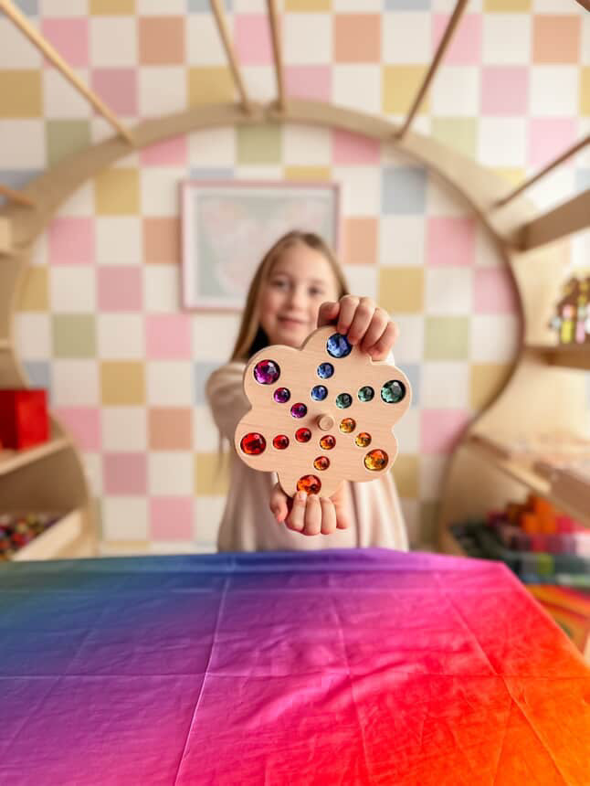 My little creator wooden spinning top jumbo flower view