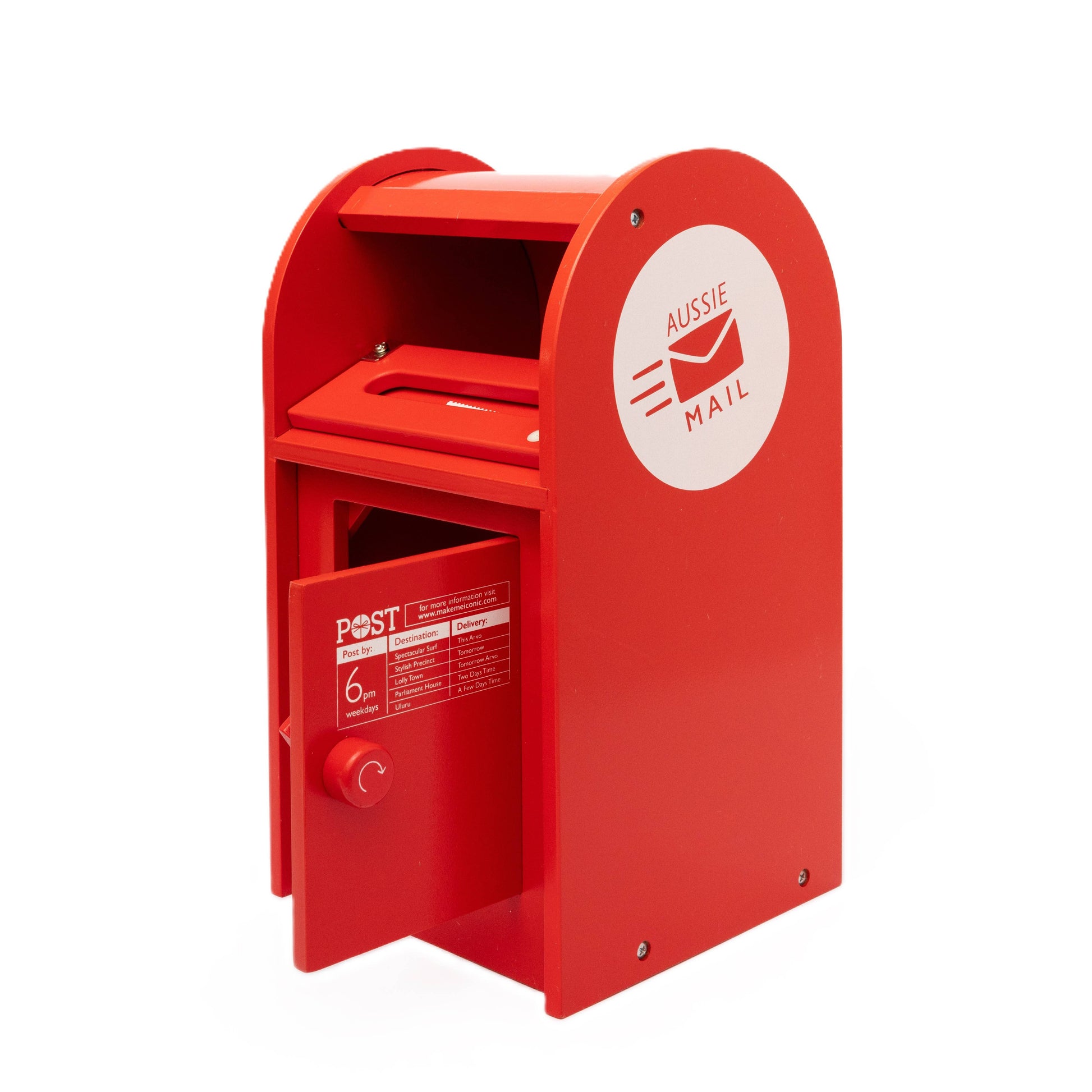 Make Me Iconic Wooden Mail Box Toy side view
