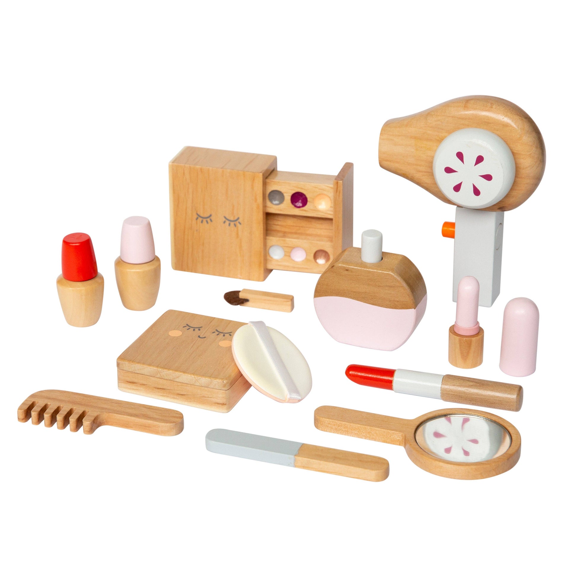 Make Me Iconic Pretend Play Wooden Beauty Kit  whats inside view