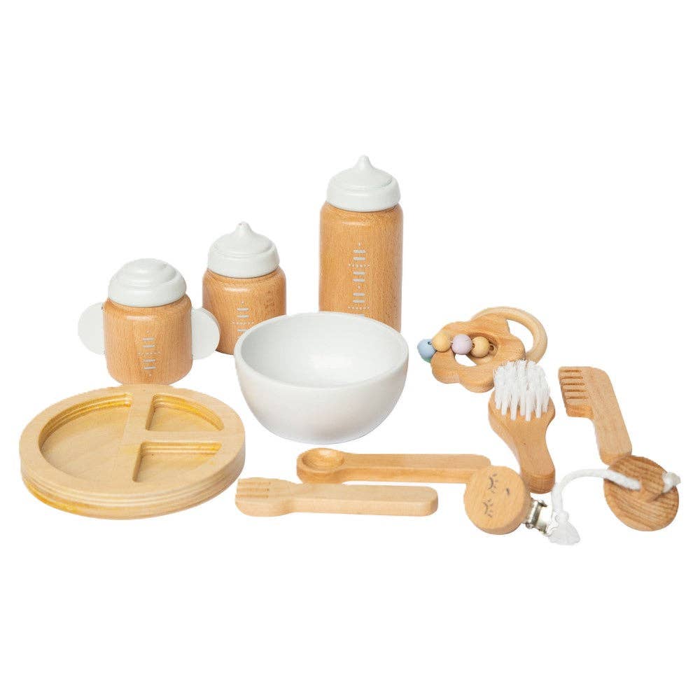 Front view of Wooden Doll Accessories kit from Make Me Iconic