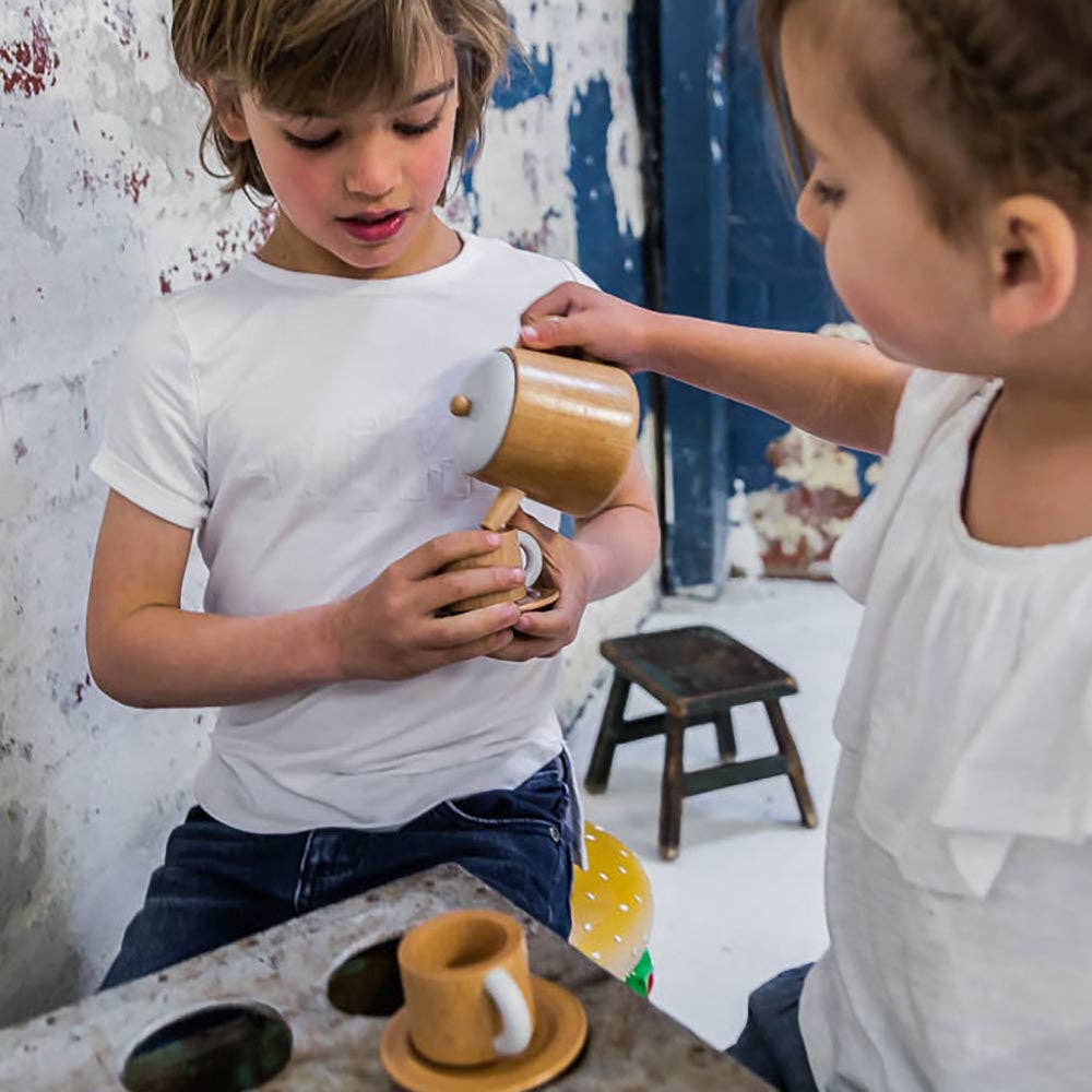 Make Me Iconic Wooden Tea Set - children playing example