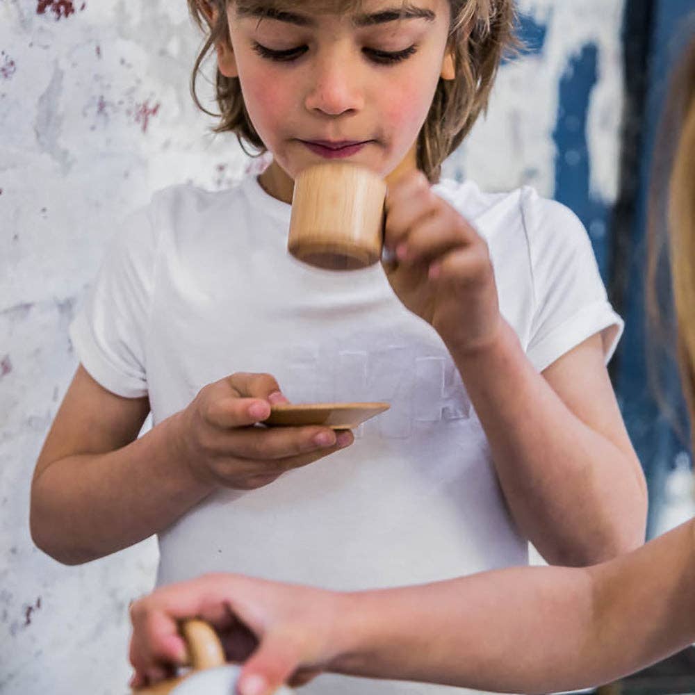 Make Me Iconic Wooden Tea Set child with cup
