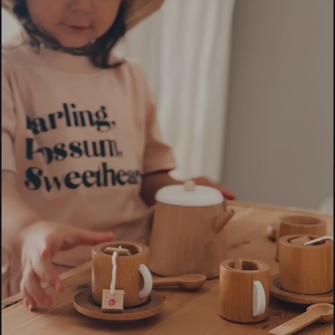 Make Me Iconic Wooden Tea Set product video